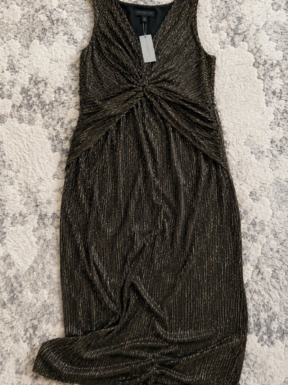 Connected Plus Size Twisted Metallic Jersey Maxi Dress Gold Plus Size 22W NWT - Picture 6 of 7